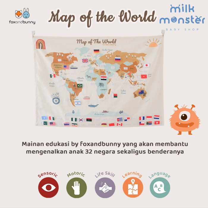 Jual Ars Fox And Bunny Map Of The World Anak / Mainan Edukasi Anak Peta ...