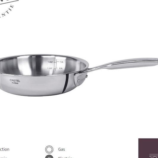 Jual Cristel Stainless Steel Chefs Pan Fixed Castle Pro / 5Ply Fry Pan ...