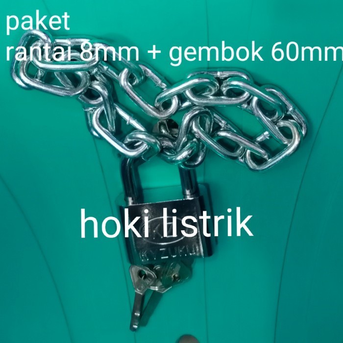 Jual PAKET GEMBOK RANTAI 1METER / RANTAI 8MM + GEMBOK 60MM / GEMBOK ...