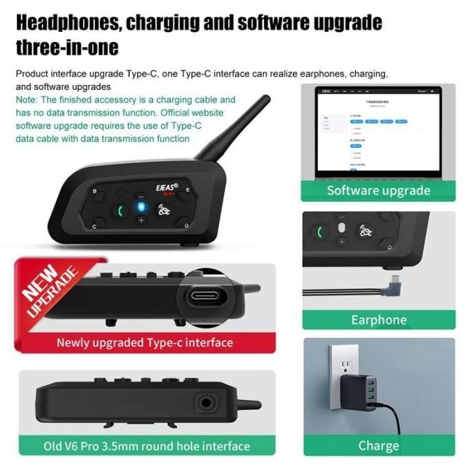 Jual EJEAS V6 PRO Intercom Helm 6 Riders Bluetooth Headset Helmet Alt ...