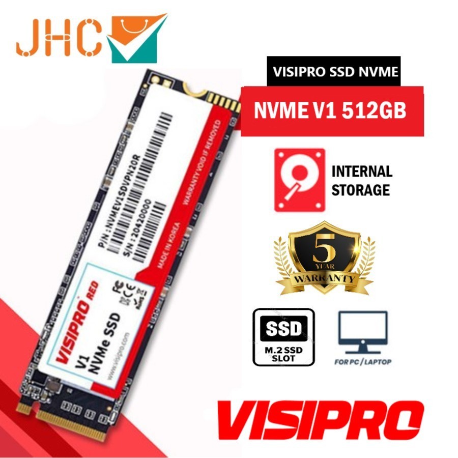 Jual SSD NVMe M2 VISIPRO RED 512GB - 2100MB/s Garansi 5 Tahun PCIe 3.0 ...