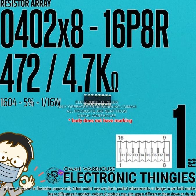 Jual Diskon (20) RESISTOR ARRAY 16P8R 0402x8 5% 472 - 4.7K OHM 1/16W ...