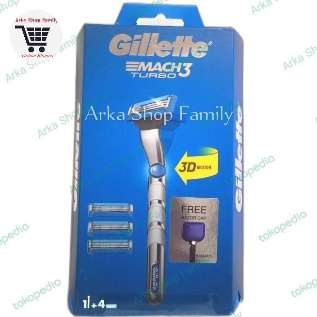 Jual Gillette Mach 3 Turbo 3D Isi 1 Handle+4 Refill+Include Free Razor ...