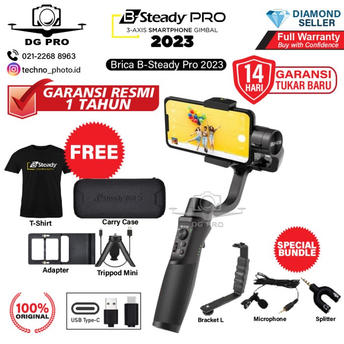 Jual Brica B-Steady Pro 2023 3-Axis Gimbal Stabilizer BSteady New ...