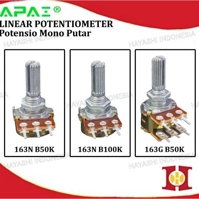 Jual Potentiometer Potensiometer Potensio Linear Taper Rotary 50K 100K