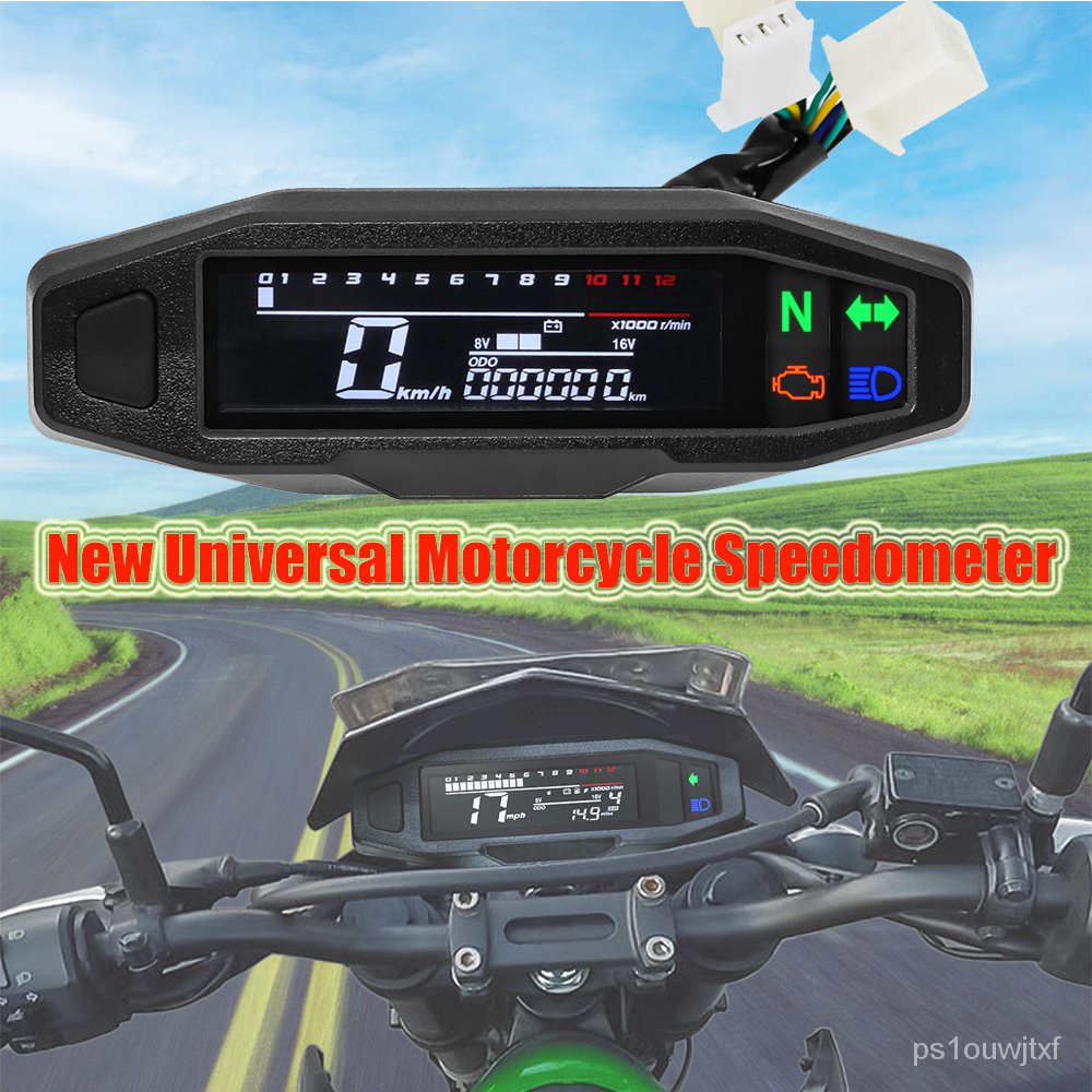 Jual &New Universal Motorcycle Speedometer Moto Dashboard Oil Gauge ...