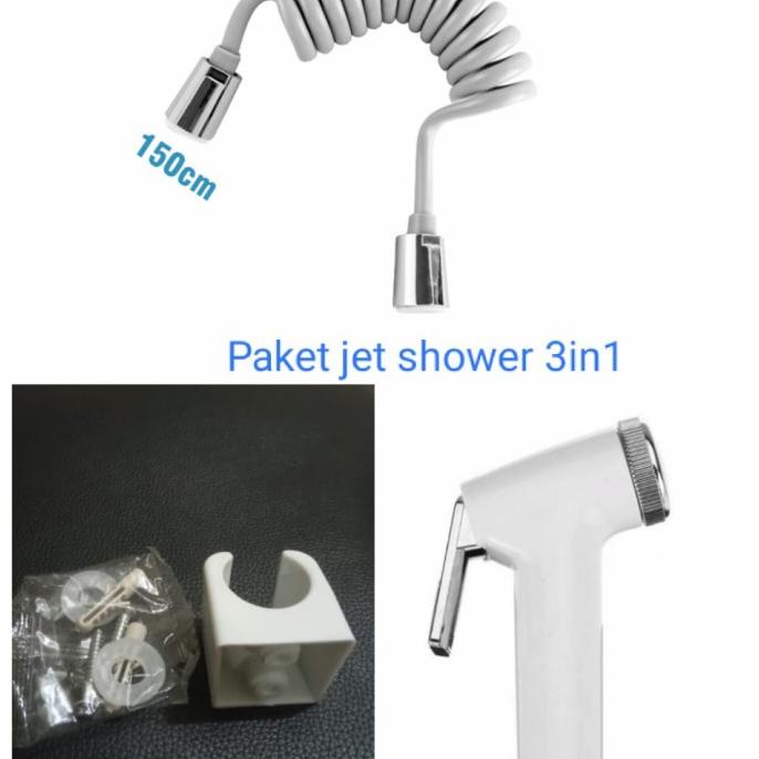 Jual $+$+$+$+] Jet Shower Set Spiral Warna Putih Model Toto   Selang 