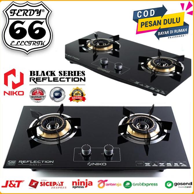 Jual Baru Kompor Gas Kaca Tanam Biasa Niko Reflection Black Series 2