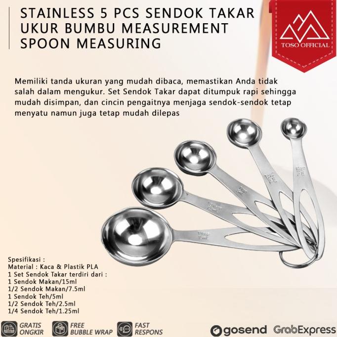 Jual Stainless 5 Pcs Sendok Takar Ukur Bumbu Measurement Spoon Measuring Shopee Indonesia 0945