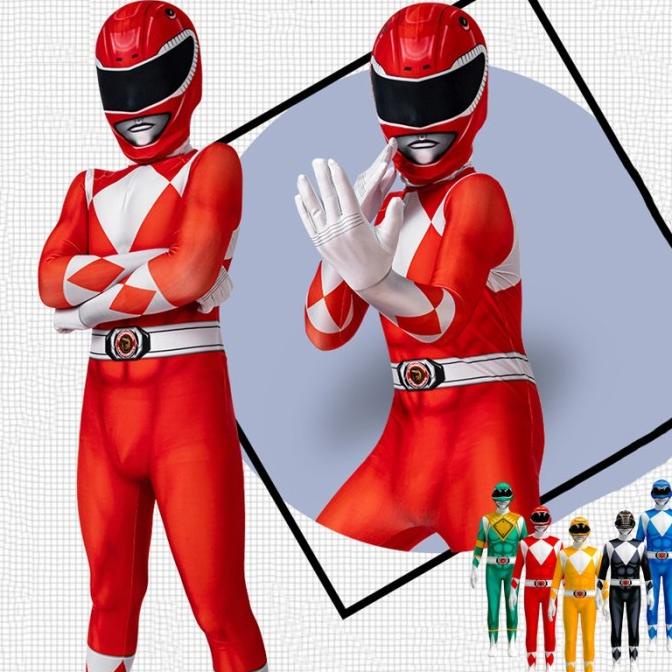 Jual POWER RANGER Kid Costume anak Set Shirt Pants Mask Cosplay ready ...