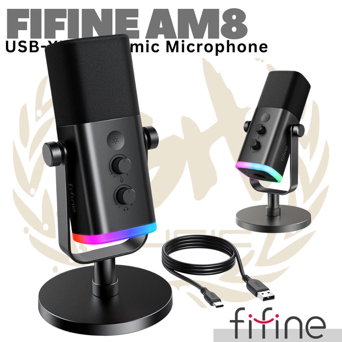 Jual Fifine Am8 Ampligame Dynamic Usb-Xlr Rgb Microphone Streaming ...
