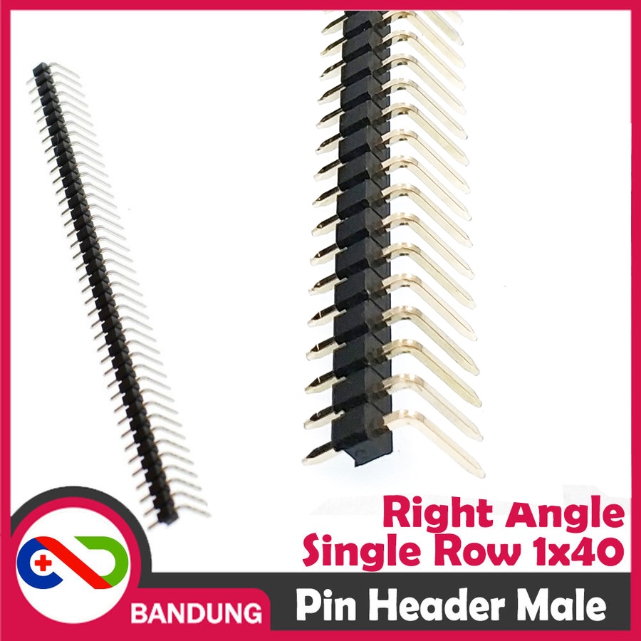 Jual PIN HEADER STRIP MALE SINGLE ROW 1X40 2.54MM RIGHT ANGLE L SHAPE ...
