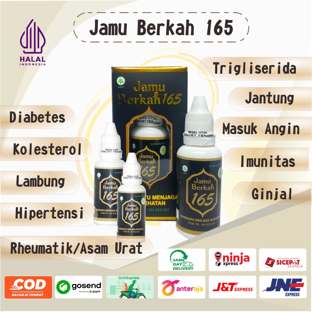 Jamu Berkah 165 - Herbal Komplikasi Menormalkan Gula Darah Tinggi Asam Urat Kolesterol Trigliserida Peredaran Darah Nyeri Asam Lambung Gerd Memperbaiki Sistem Pencernaan Menjaga Stamina