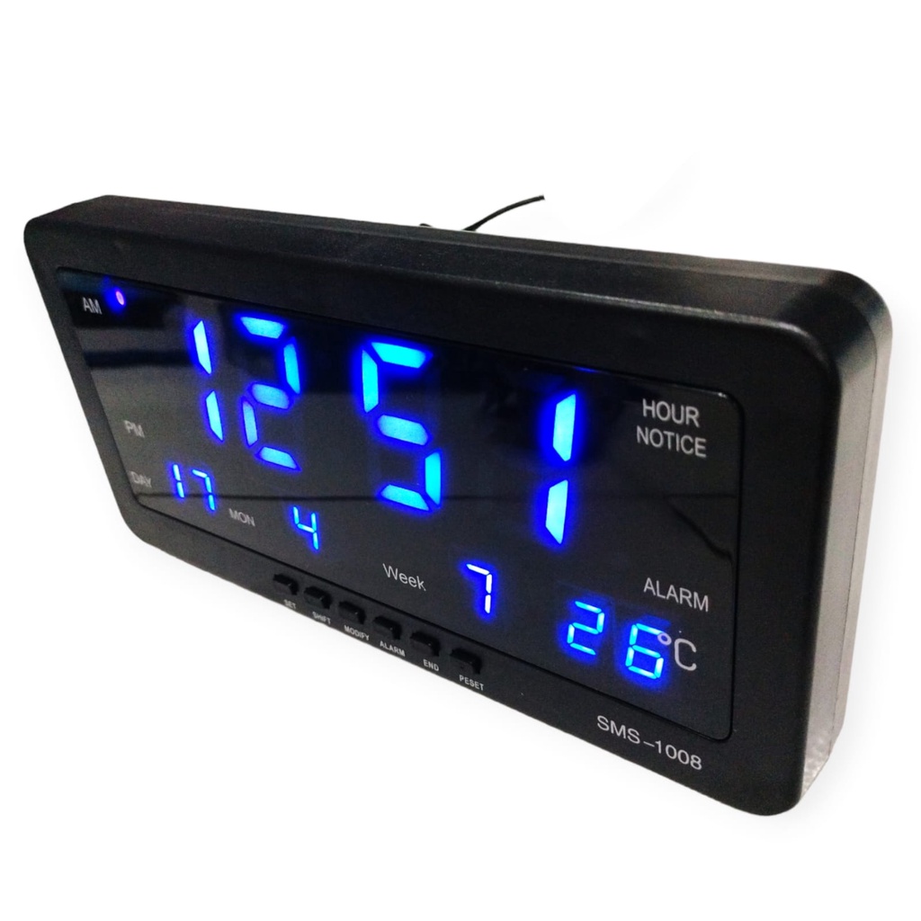 Jual Jam Meja Digital LED Jam Dinding Digital Alarm 1008 LED Biru ...