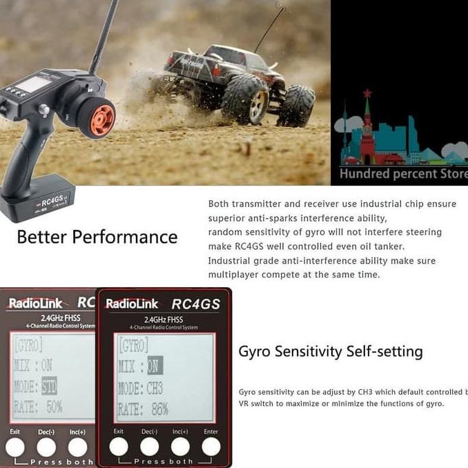 Jual New Versi Rc4GsV2 Transmitter Radiolink Rc4Gs V2 2.4G 4Ch Gun