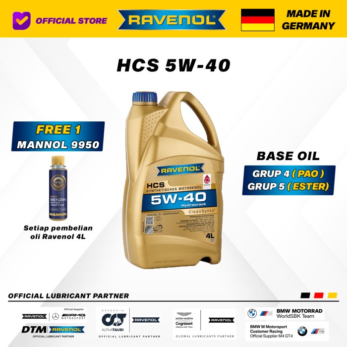 Jual [New] Oli Ravenol Hcs 5W - 40 4 Liter Made In Germany Limited ...