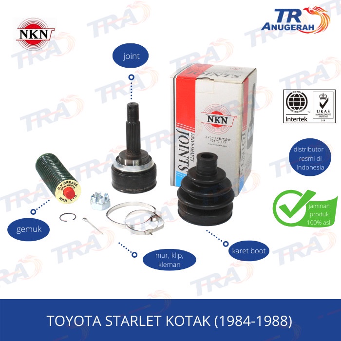 Jual Cod Cv Joint/As Roda Luar Kanan Dan Kiri Nkn Toyota Starlet Kotak ...