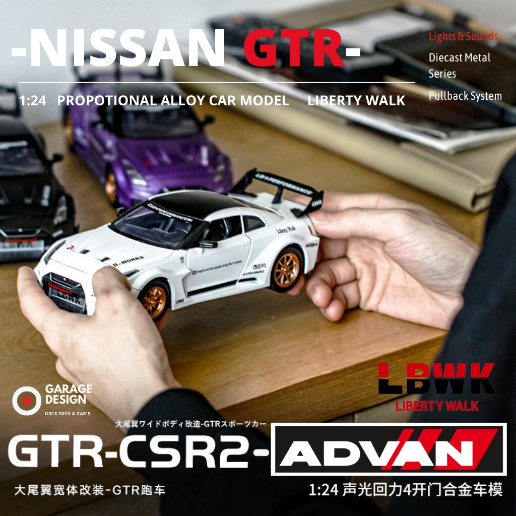 Jual Diecast 1:24 Mobil Nissan Gtr R35 Liberty Walk Csr2 Lbwk - Nissan ...