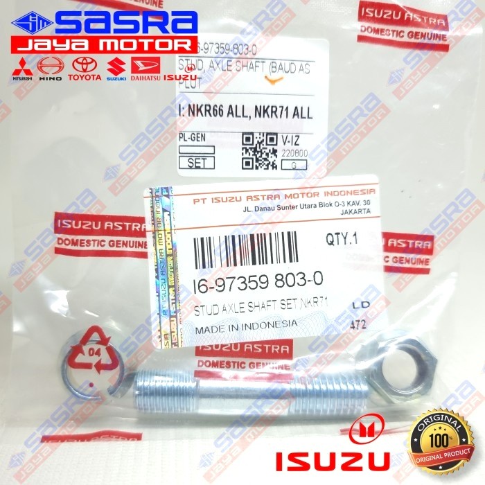 Jual Baut Nap/As Roda/Stud Bolt ORI NMR71|NKR71|NKR66 Isuzu Genuine ...