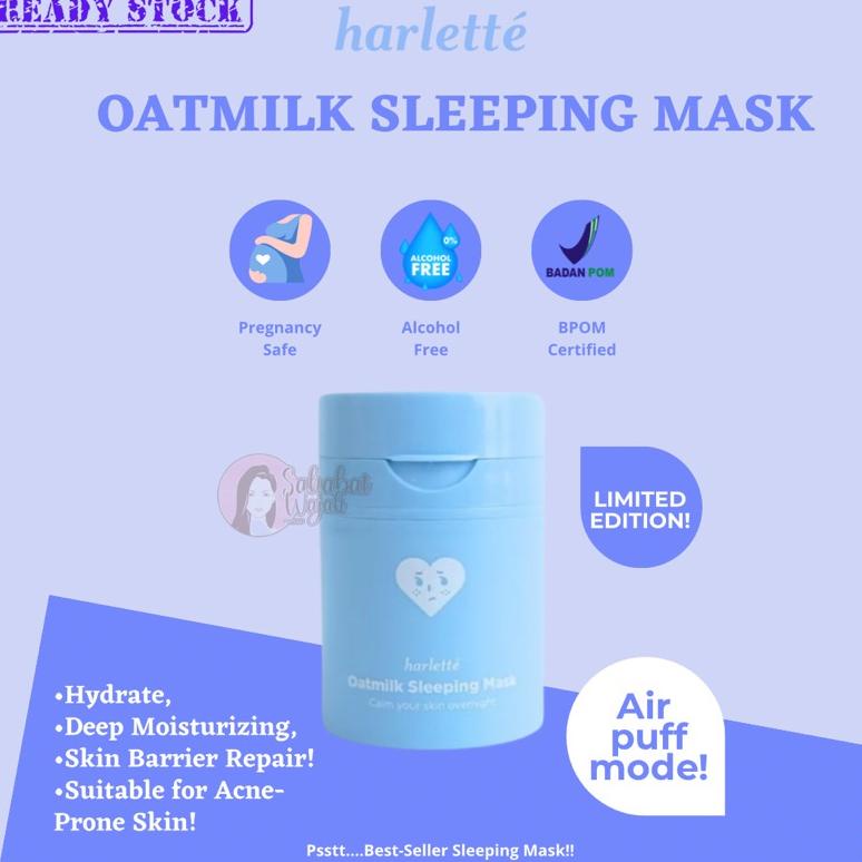 Jual Harlette Oatmilk Sleeping Mask Acne Prone, Dry, Combination Skin