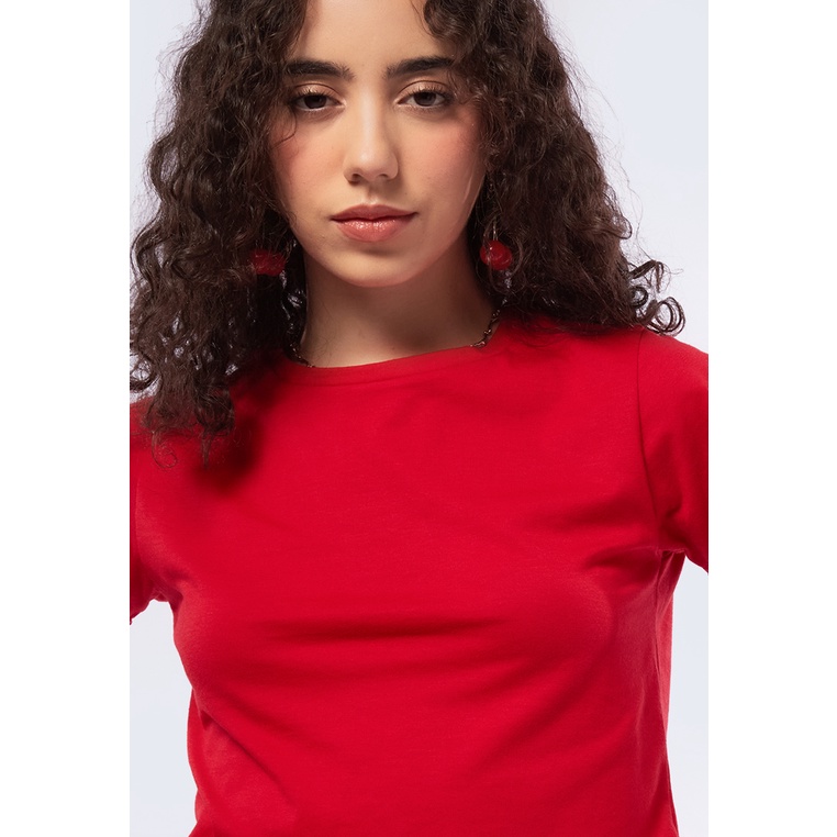 Jual COLORBOX Short Sleeve Boxy Crop Top Red | Shopee Indonesia