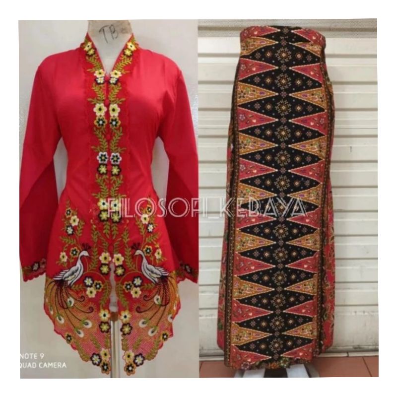 Jual Set Kebaya Encim Motif Burung Merak Kebaya Encim Bahan Katun Bordir Kebaya Betawi