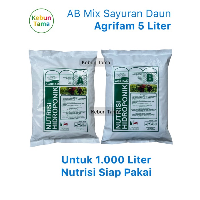 Jual Nutrisi Ab Mix Hidroponik Sayur / Sayuran Daun Agrifam 5 Liter ...