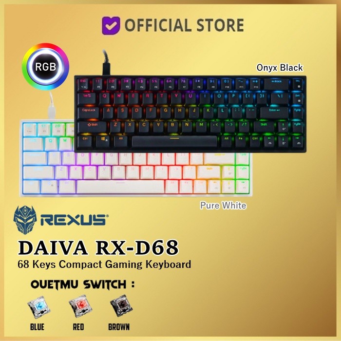 Jual Rexus Daiva RX-D68 Keyboard Gaming Mechanical RXD68 D68 RGB ...