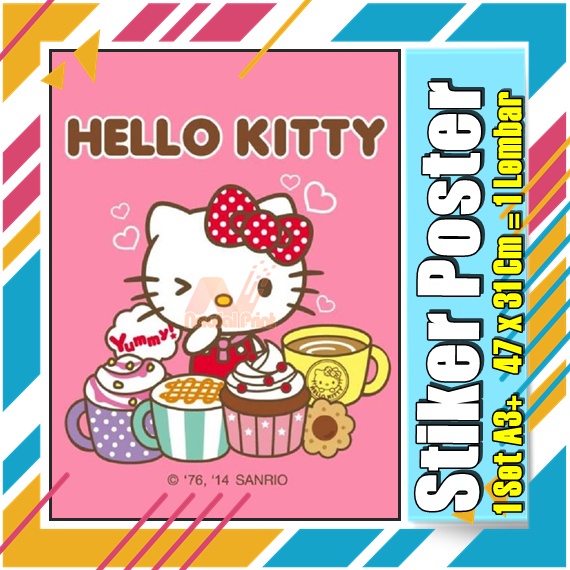 Jual Stiker Poster A3 Hello Kitty My melodi kucing Karton Pink Lucu ...