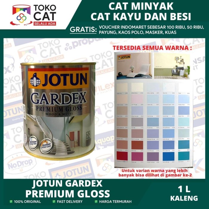 Jual CAT KAYU DAN BESI JOTUN GARDEX PREMIUM GLOS WARNA PUTIH LITER KALENG CAT KAYU BESI