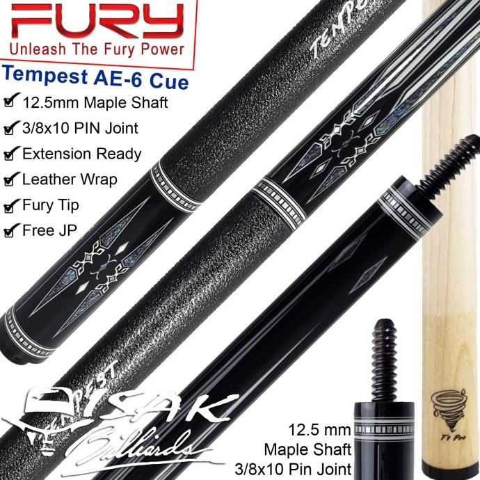 Jual NEW PRODUCT !!! Fury Tempest AE-6 Pool Cue - 12.5mm Tip Stick ...