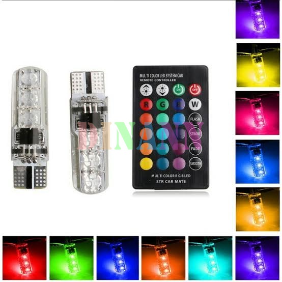 Jual LAMPU LED MOBIL MOTOR T10 RGB JELLY SMD + REMOTE | Shopee Indonesia