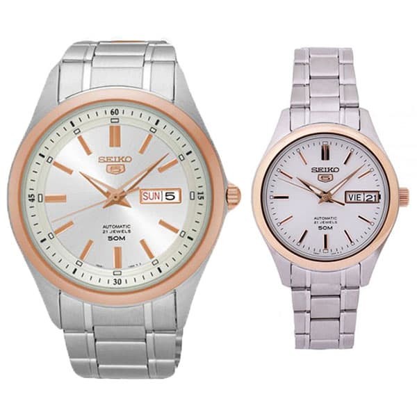 Jual Termurah Seiko 5 Snkn90K1 Snk882K1 Automatic Silver Rosegold Stainless Couple Terbaru Shopee Indonesia