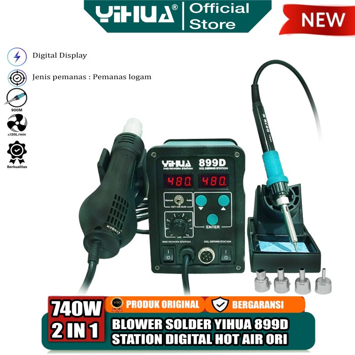 Jual [Original] Yihua 899D Blower Uap 2 In 1 Solder Station Smd Rework ...