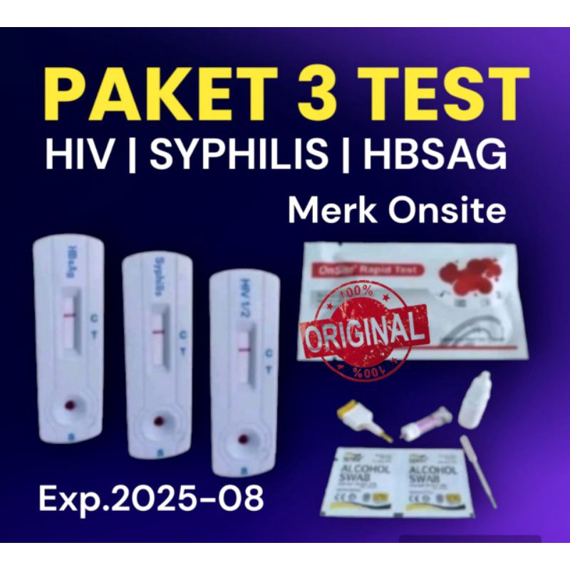 Jual Paket murah 3 test HIV SYPHILIS HBSAG siap pakai merk Onsite