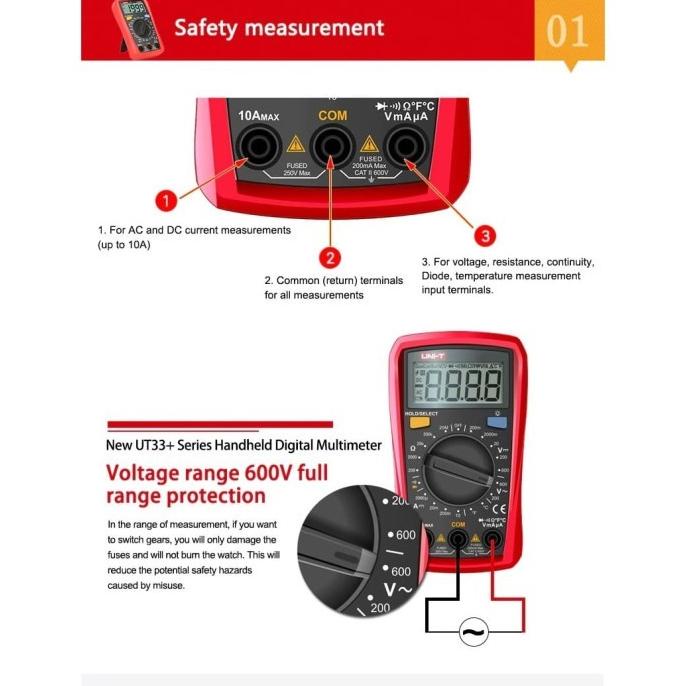 Jual ala UNI-T UT-33D+ Palm Size LCD Pocket Digital Meter Multimeter ...
