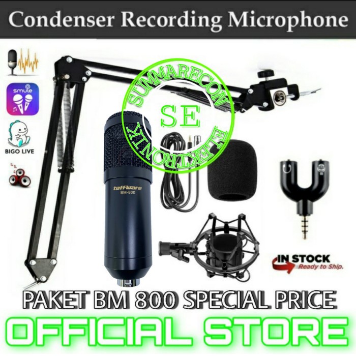 Jual mic condenser bm 800 paket youtuber smule bigo live black Shopee Indonesia