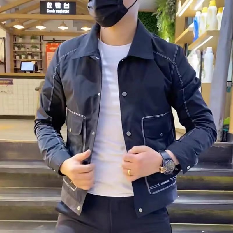 Jual Trendy Casual Men's Jackets Simple Handsome Jacket Trendy