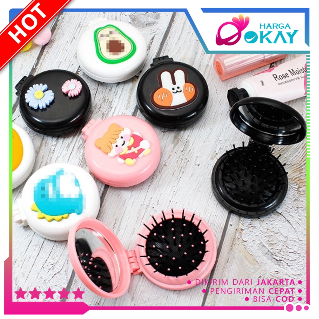 Jual HO Sisir Rambut Lipat Bulat 2 IN 1 Sisir Rambut Karakter Dengan ...