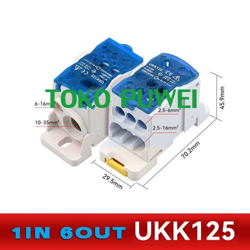 Jual UKK125A UKK 125A 1IN 6OUT Din Distribution Terminal Block CA01 ...