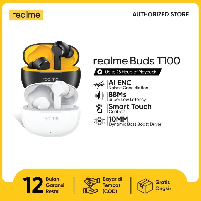 Jual realme Buds T100 TWS | Garansi Resmi 1 Tahun | Shopee Indonesia