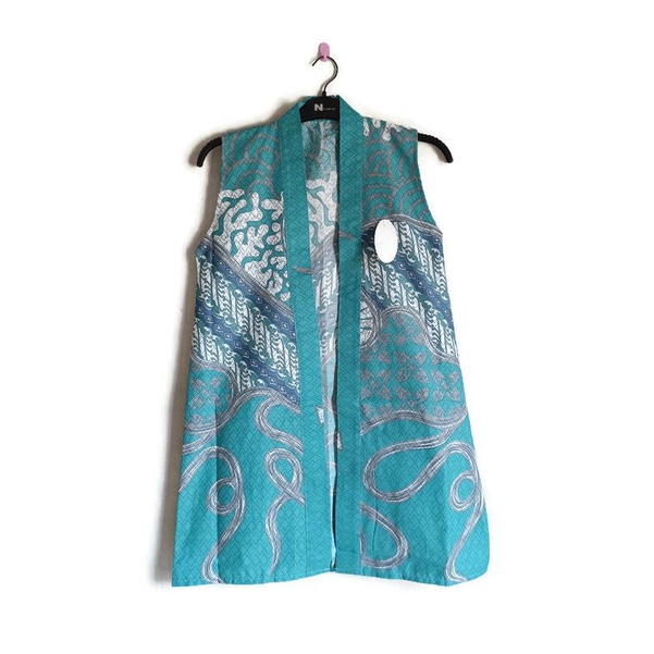 Jual ONE SET ROMPI BATIK OUTER TANPA LENGAN WANITA VEST BATIK BLAZER ...