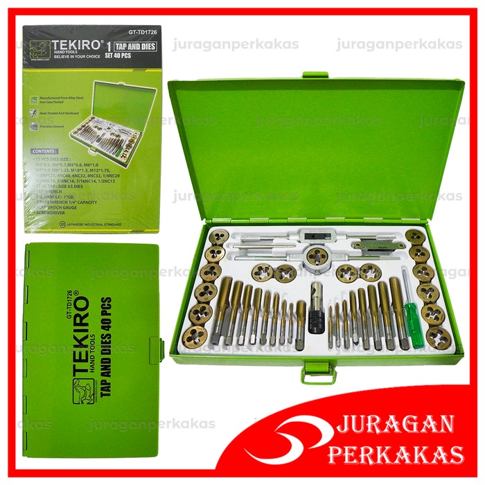 Jual Tekiro Hand Tap And Dies Set 40 Pcs Senai Ulir Drat Baut Mur Gt Td1726 Shopee Indonesia