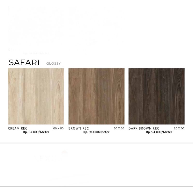 Jual Keramik Glossy Motif Kayu Warna Cream/Coklat/Coklat Tua Safari