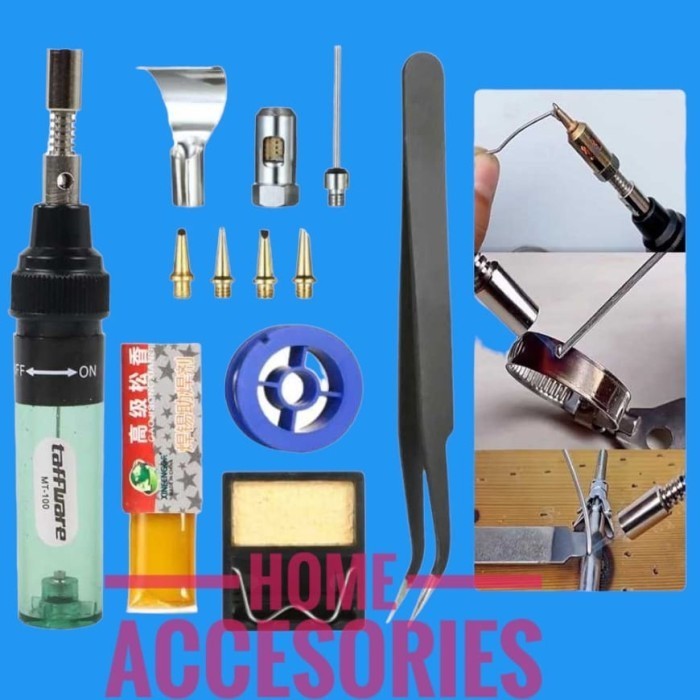 Eacam Gas Soldering Iron Pen – Pocket-Size Butane Torch, 1300°C Max Heat, Interchangeable Heads, Refillable, For DIY Welding & Circuit Repairs (Dark Blue)