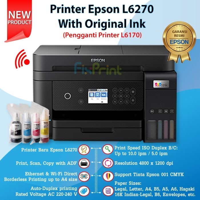 Jual Epson Ecotank L6270 Print Scan Copy Wifi Duplex Adf Pengganti L6170 Best Shopee Indonesia 1832