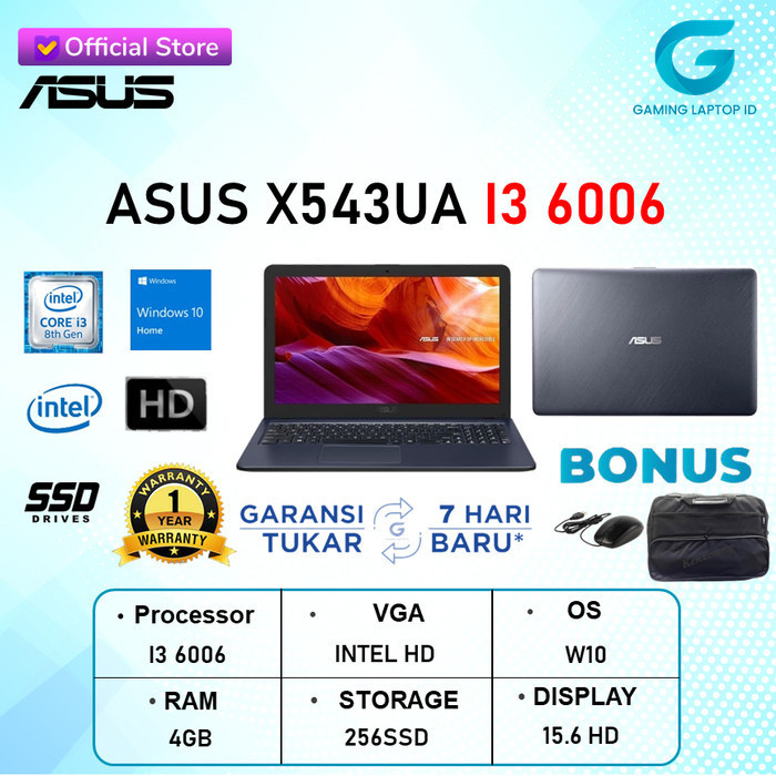 Jual Laptop Murah Asus X543ua Core I3 6006u Ram 4gb 256gb Ssd W10 15 6