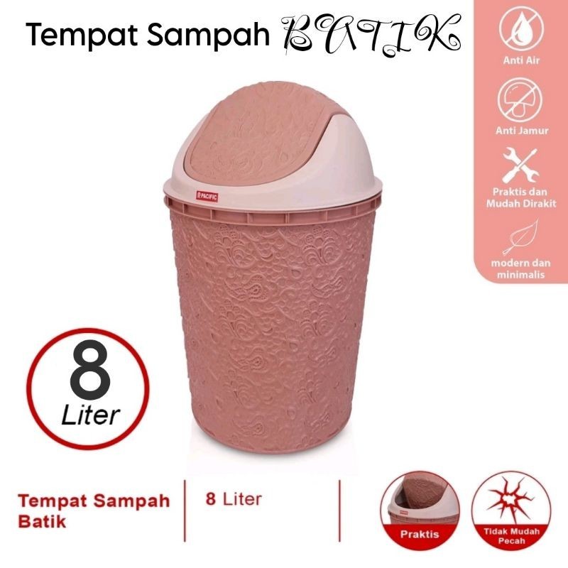 Jual Pacific Tempat Sampah Batik Tutup Ayun Tong Sampah Plastik 8l Shopee Indonesia 7474