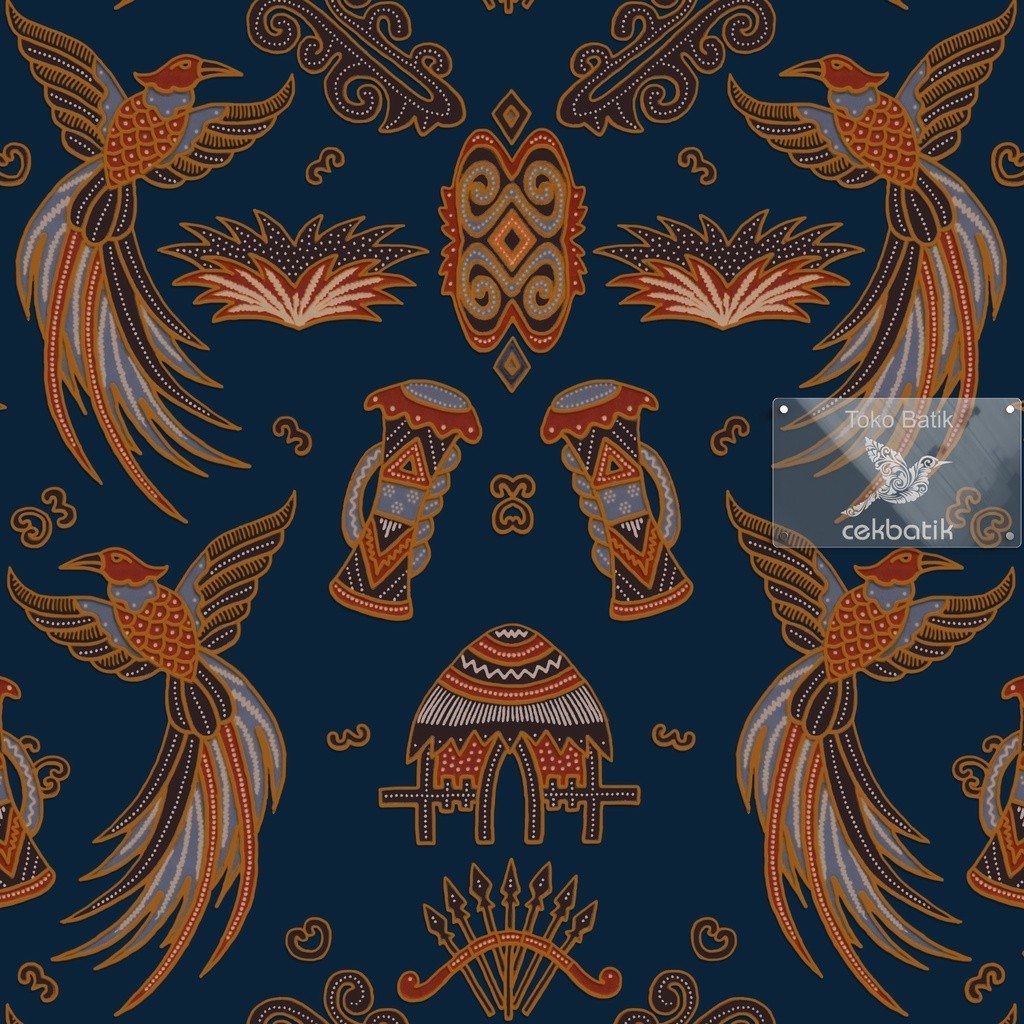 Jual Kain Batik Kualitas Ekspor Motif Batik Burung Papua V1 Biru Shopee Indonesia 3397