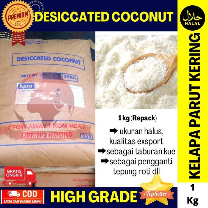 Jual Kelapa Parut Kering 1 Kg / Desiccated Coconut / Bahan Kue Shopee